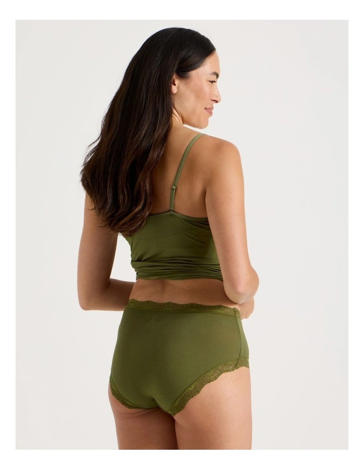 Lace Modal Full Brief in Khaki image 4