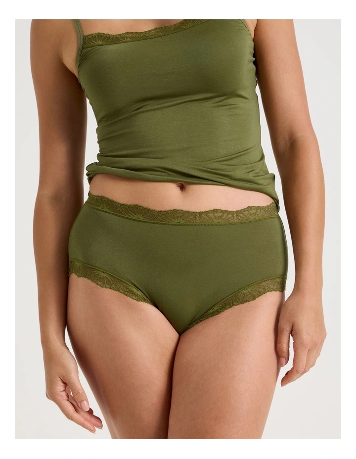 Lace Modal Full Brief in Khaki image 5