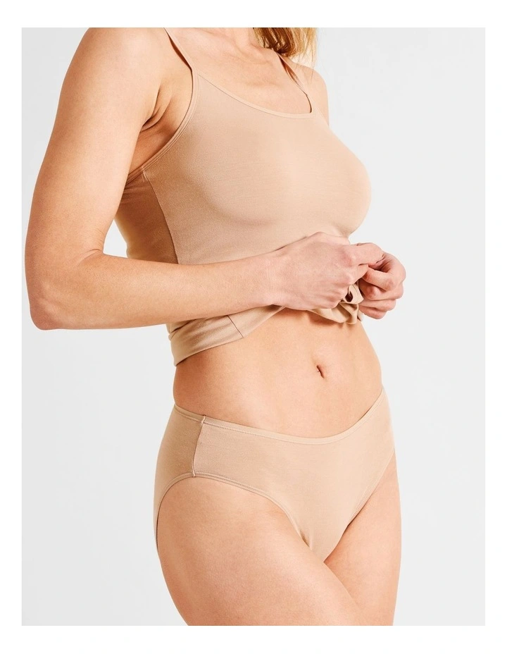 Modal High Cut Brief in Beige image 2