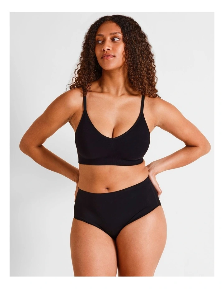 Seamless No Show Bralette in Black image 1