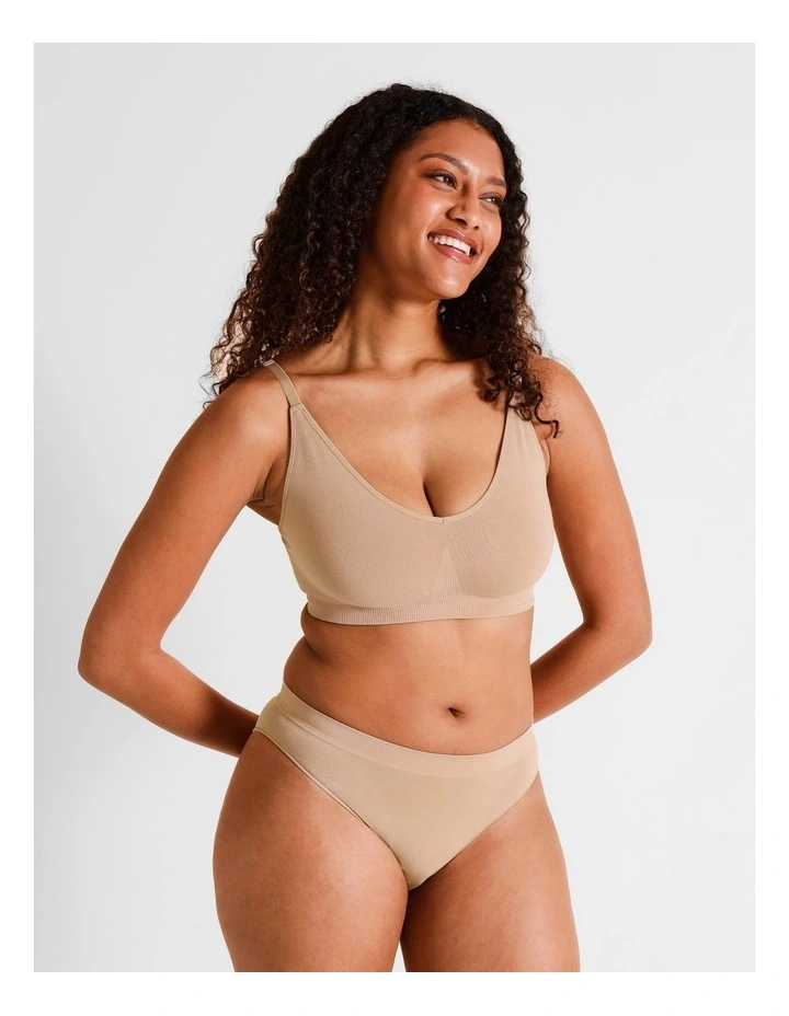 Seamless No Show Bralette in Beige image 1