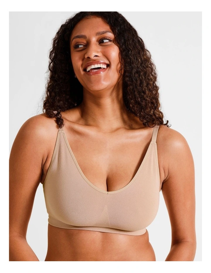 Seamless No Show Bralette in Beige image 2