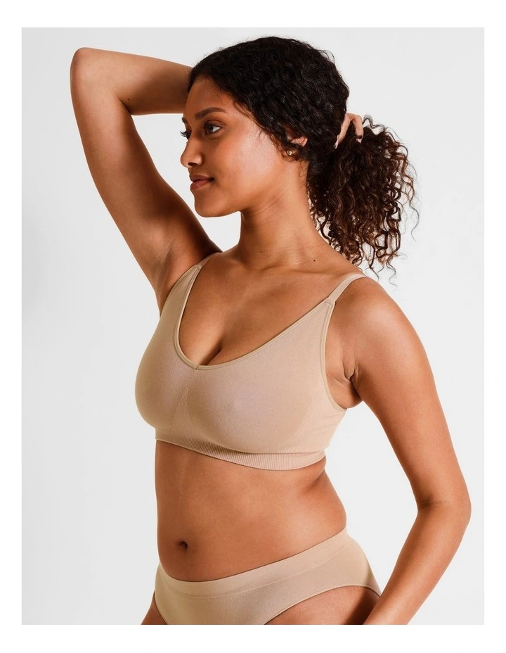Seamless No Show Bralette in Beige image 3