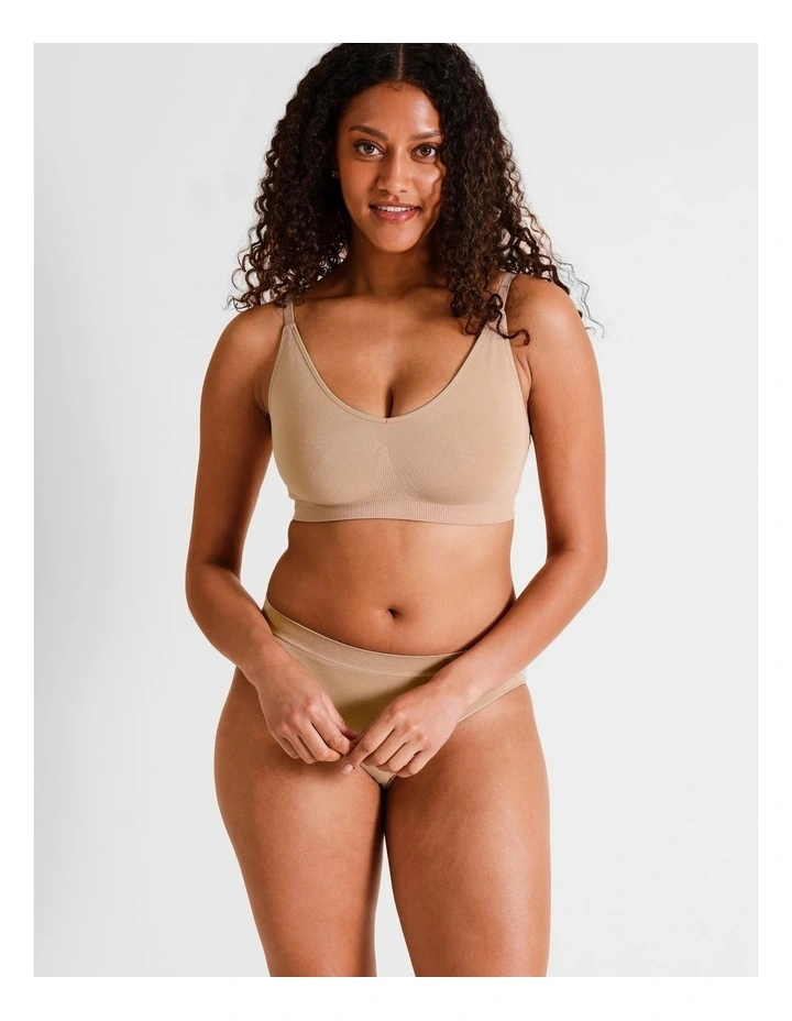 Seamless No Show Bralette in Beige image 4