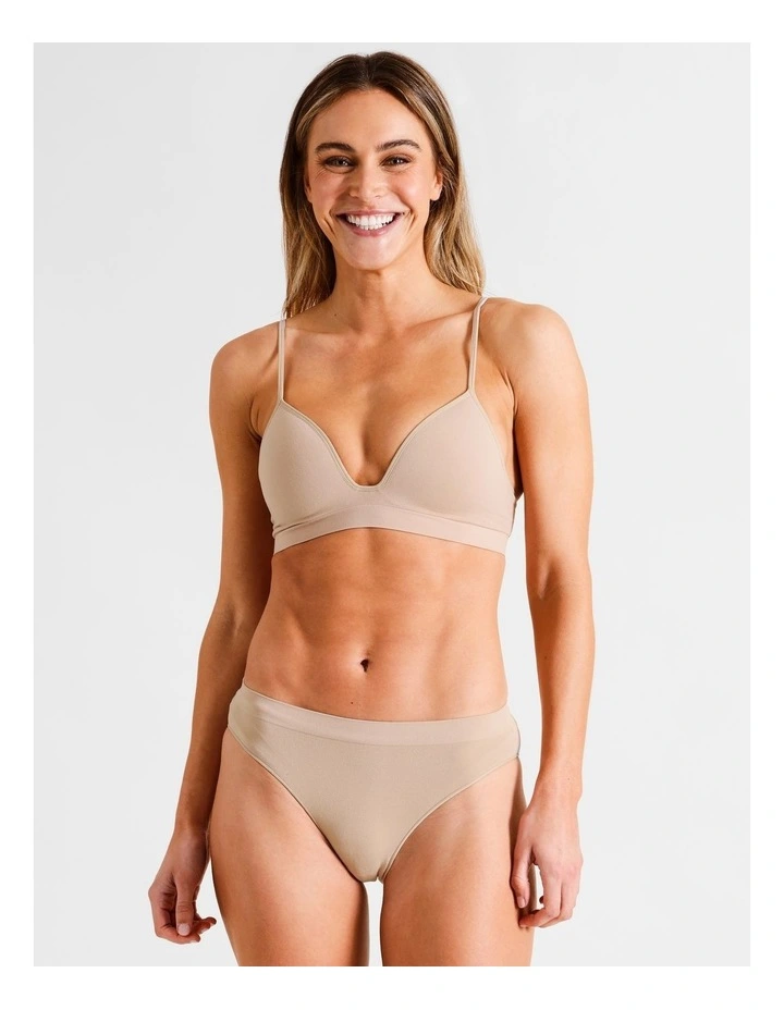 Seamless Padded Bralette in Beige image 2