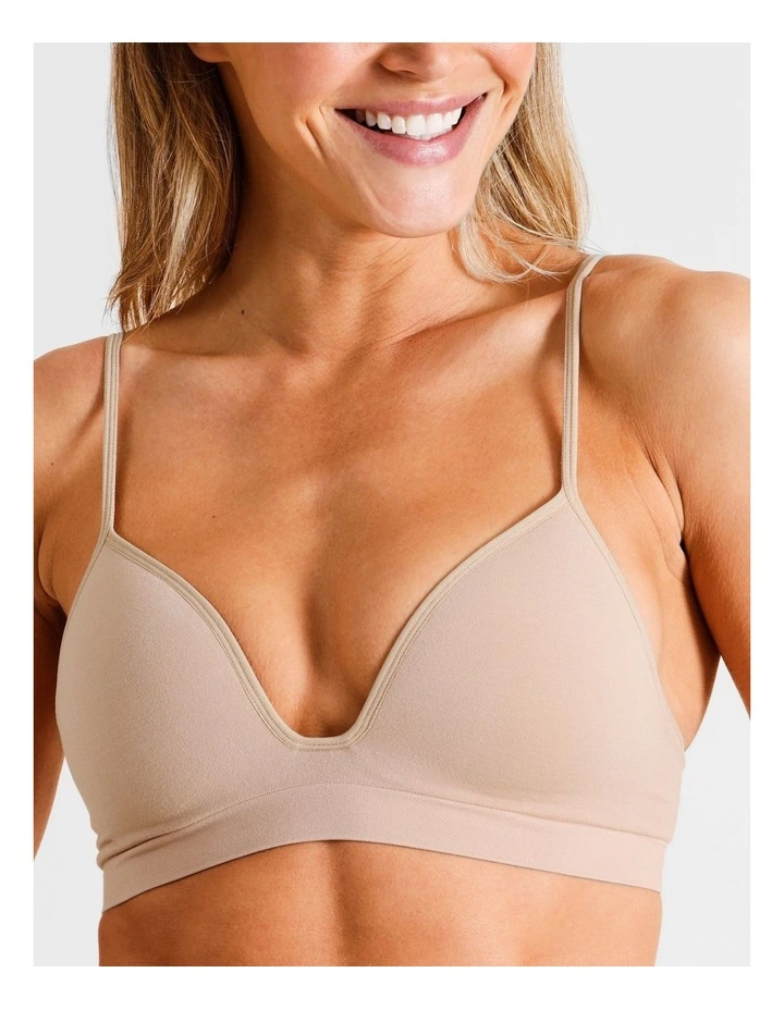 Seamless Padded Bralette in Beige image 4