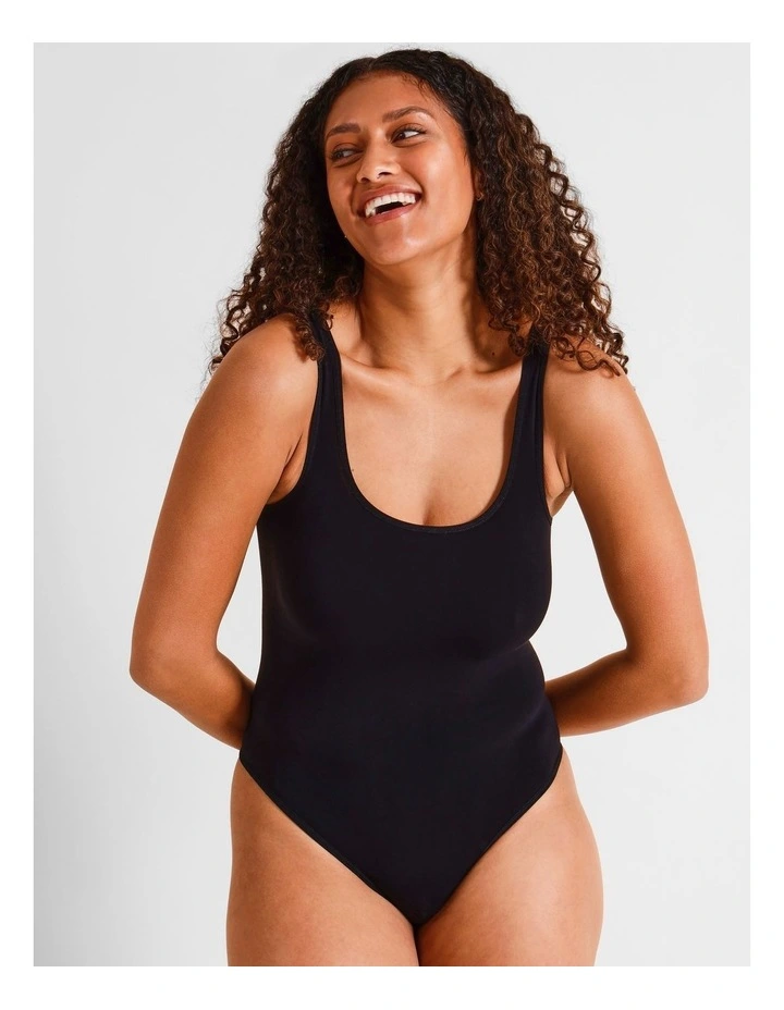 Seamless Square Bodysuit in Black image 2