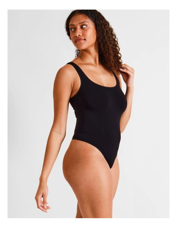 Seamless Square Bodysuit in Black image 3