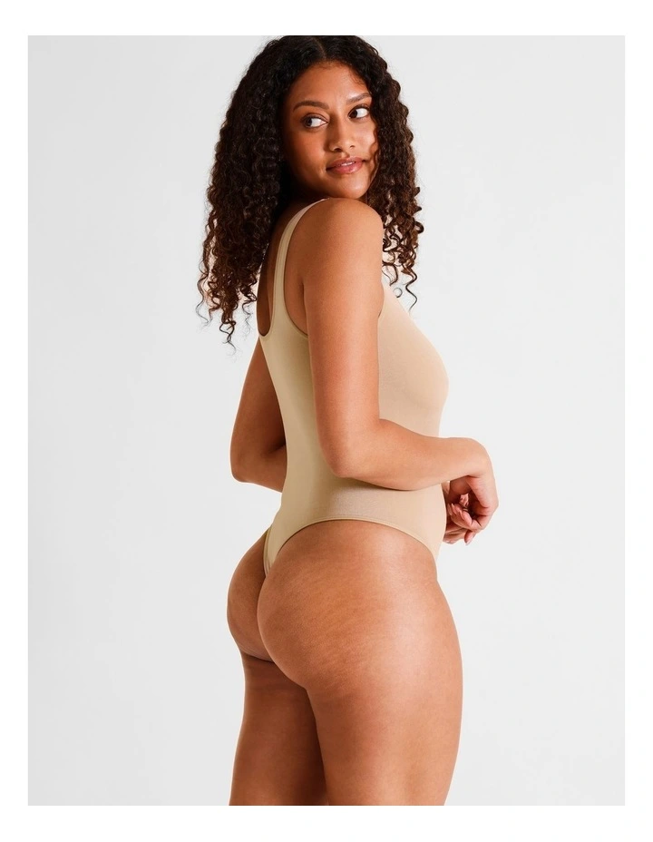 Seamless Square Bodysuit in Beige image 5