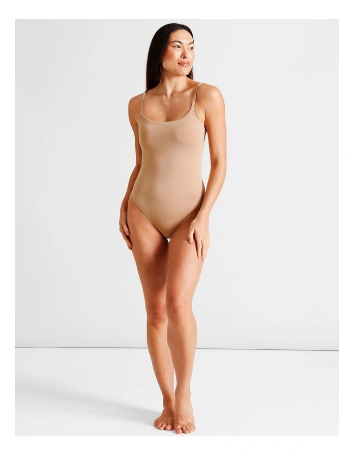 Soft Feel Bodysuit in Beige image 4