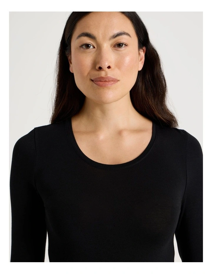 Body Layer Modal Thermal Scoop Long Sleeve Top in Black image 2