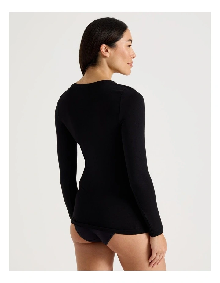 Body Layer Modal Thermal Scoop Long Sleeve Top in Black image 6
