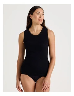 Body Layer Pointelle Thermal Tank Top in Black