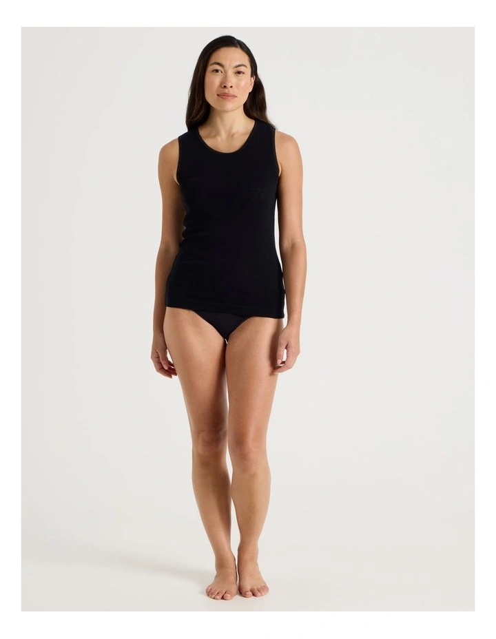 Body Layer Pointelle Thermal Tank Top in Black image 3