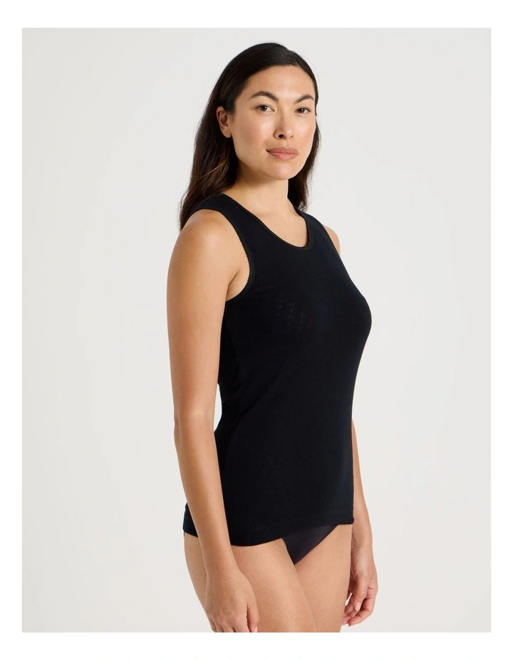 Body Layer Pointelle Thermal Tank Top in Black image 4