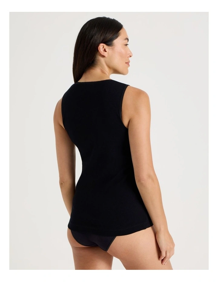 Body Layer Pointelle Thermal Tank Top in Black image 5