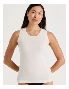 Body Layer Pointelle Thermal Tank Top in Black