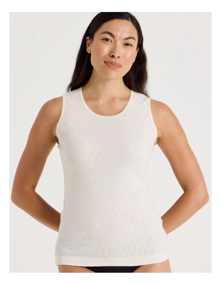 Body Layer Pointelle Thermal Tank Top in Black image 1