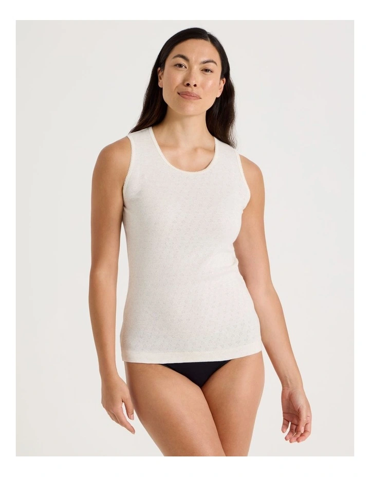 Body Layer Pointelle Thermal Tank Top in Black image 4