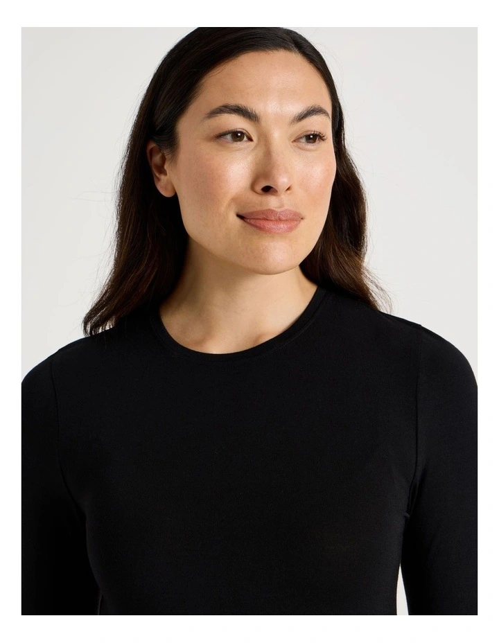 Thermal Crew Neck Long Sleeve Top in Black image 5