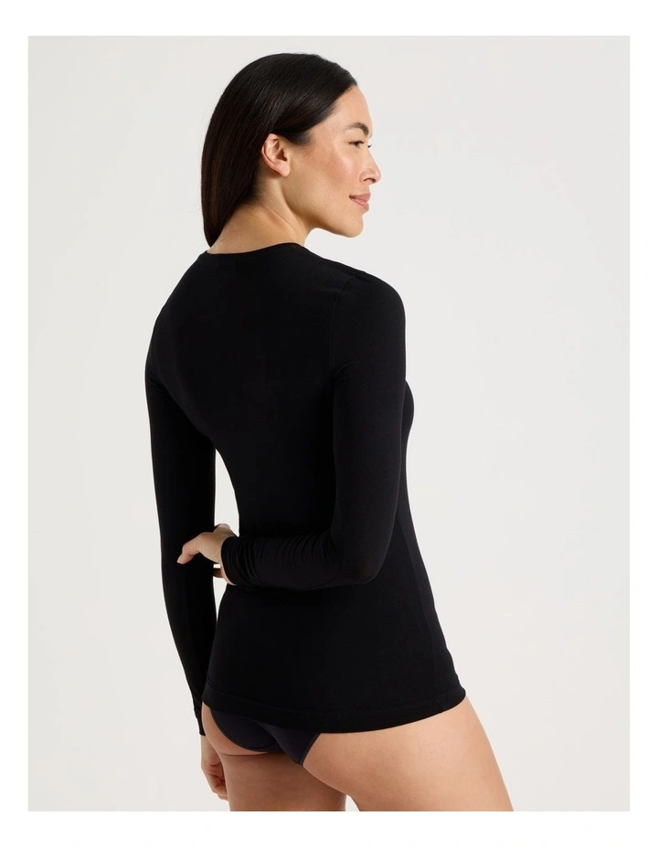 Thermal Crew Neck Long Sleeve Top in Black image 6