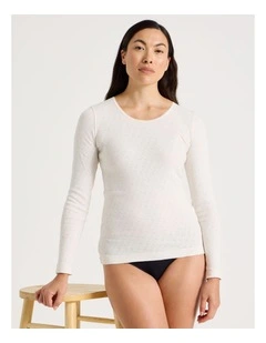 Body Layer Pointelle Thermal Long Sleeve Top in Black