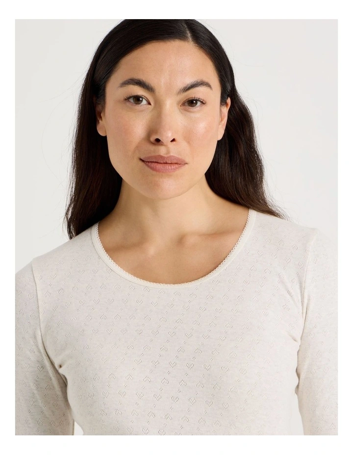 Body Layer Pointelle Thermal Long Sleeve Top in Black image 2