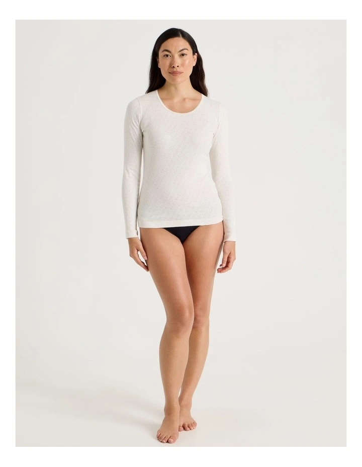Body Layer Pointelle Thermal Long Sleeve Top in Black image 3