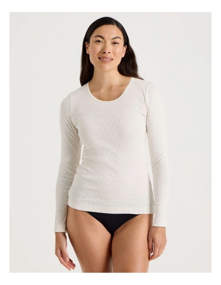 Body Layer Pointelle Thermal Long Sleeve Top in Black image 4