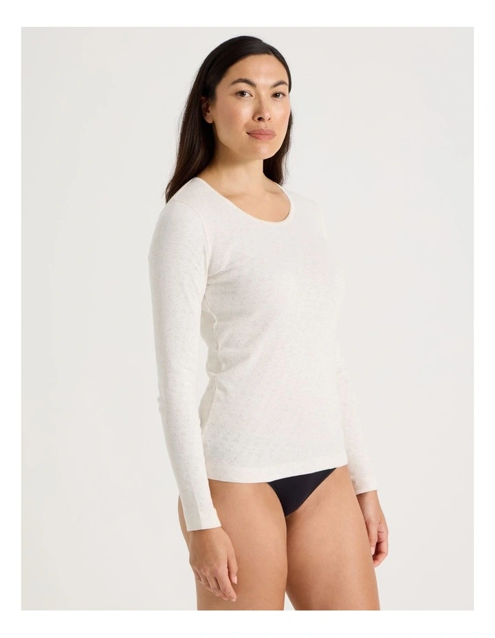 Body Layer Pointelle Thermal Long Sleeve Top in Black image 5