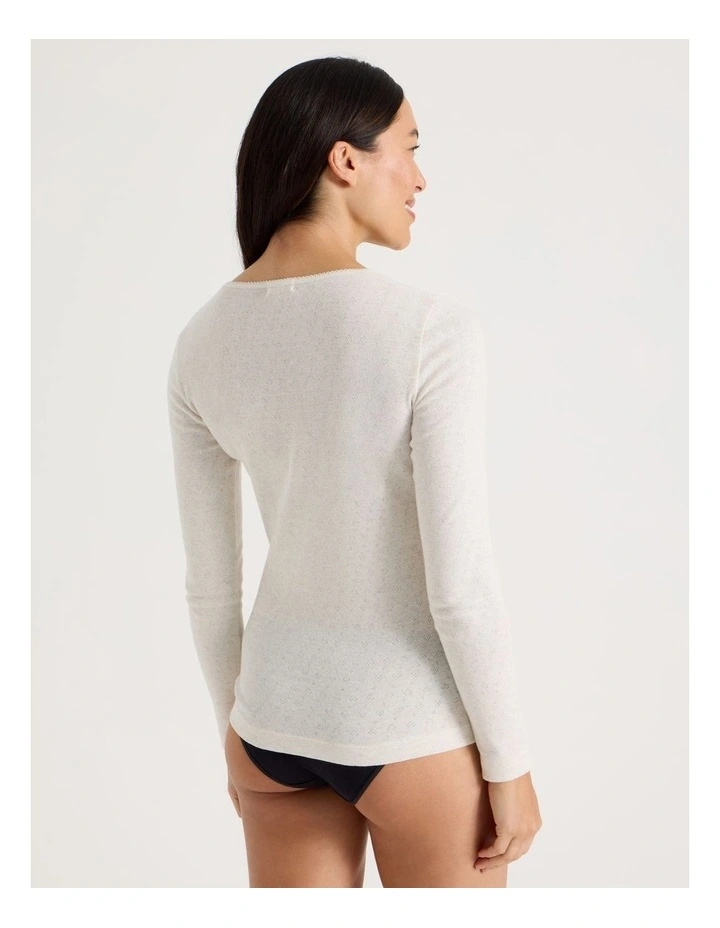 Body Layer Pointelle Thermal Long Sleeve Top in Black image 6