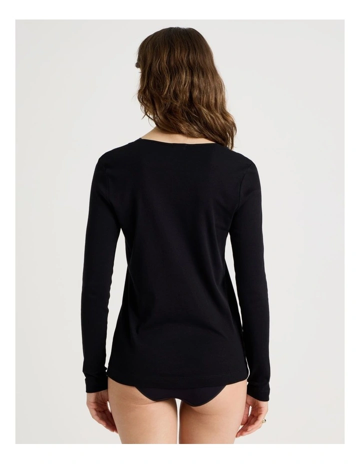 Soho Body Layer Organic Cotton Thermal L/S Top USOW26011B in Black image 5