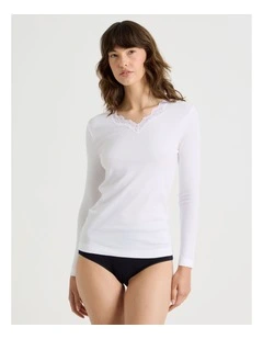 Body Layer Organic Cotton Thermal Long Sleeve Top in Black