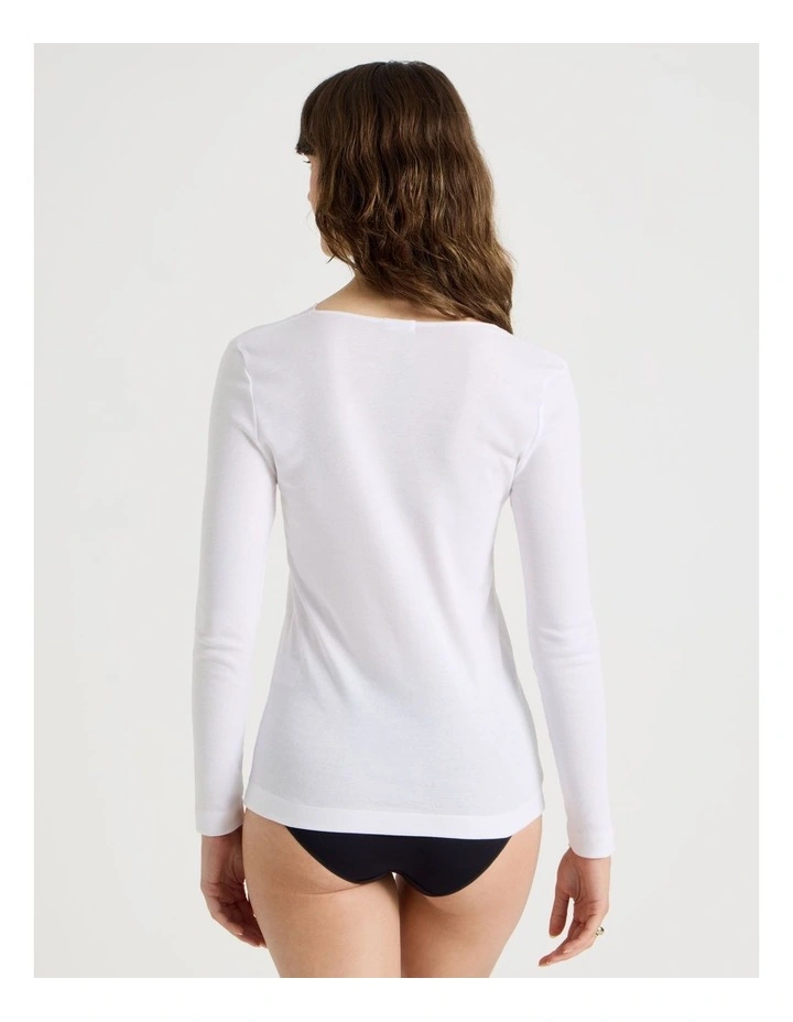 Body Layer Organic Cotton Thermal Long Sleeve Top in Black image 5