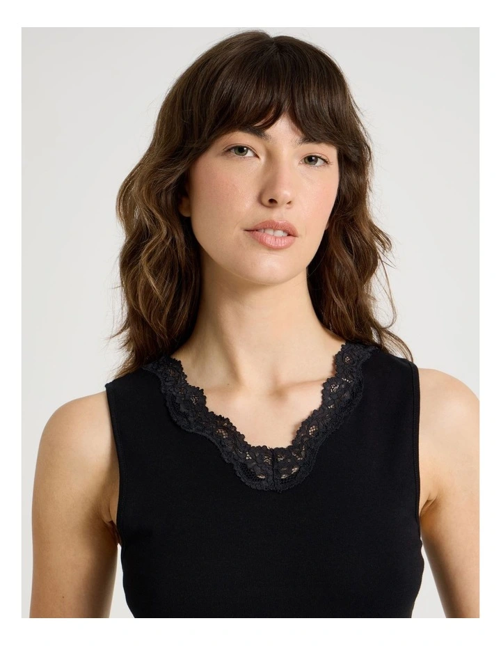 Soho Body Layer Organic Cotton Thermal Tank Top USOW26012B in Black image 3