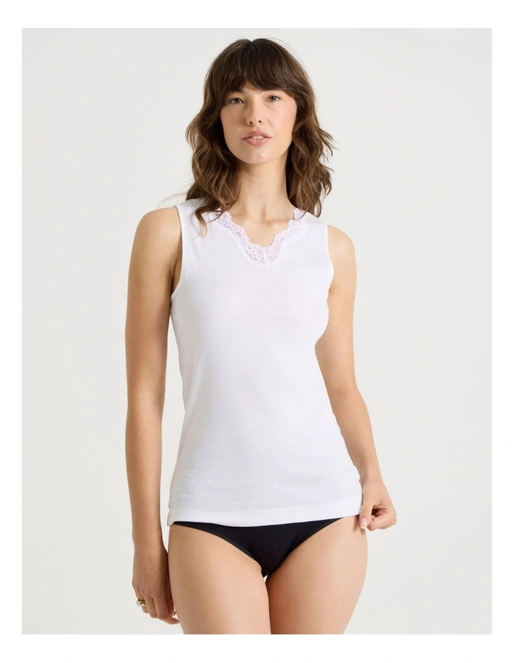 Body Layer Organic Cotton Thermal Tank Top in White image 1