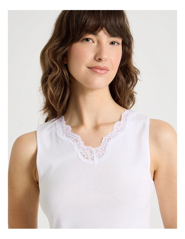 Body Layer Organic Cotton Thermal Tank Top in White image 2