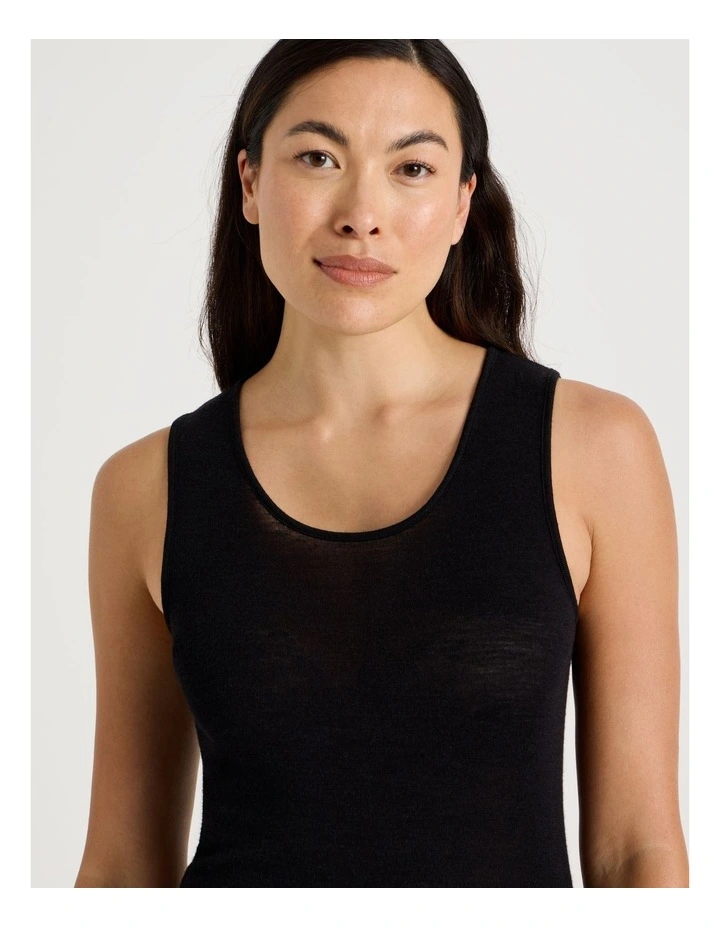 Soho Body Layer Wool Bamboo Thermal Tank Top  USOW26033B in Black image 1