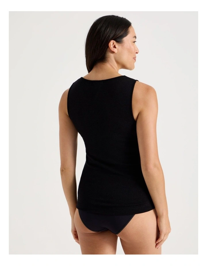 Soho Body Layer Wool Bamboo Thermal Tank Top  USOW26033B in Black image 5