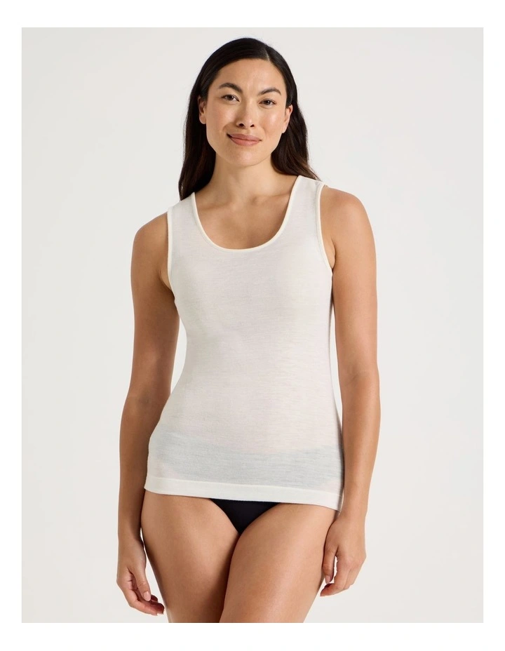 Body Layer Wool Bamboo Thermal Tank Top in Black image 1