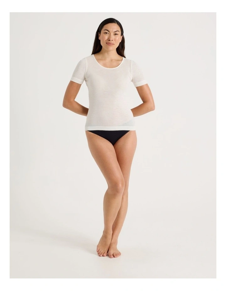 Body Layer Wool Bamboo Thermal Short Sleeve Top in Black image 2