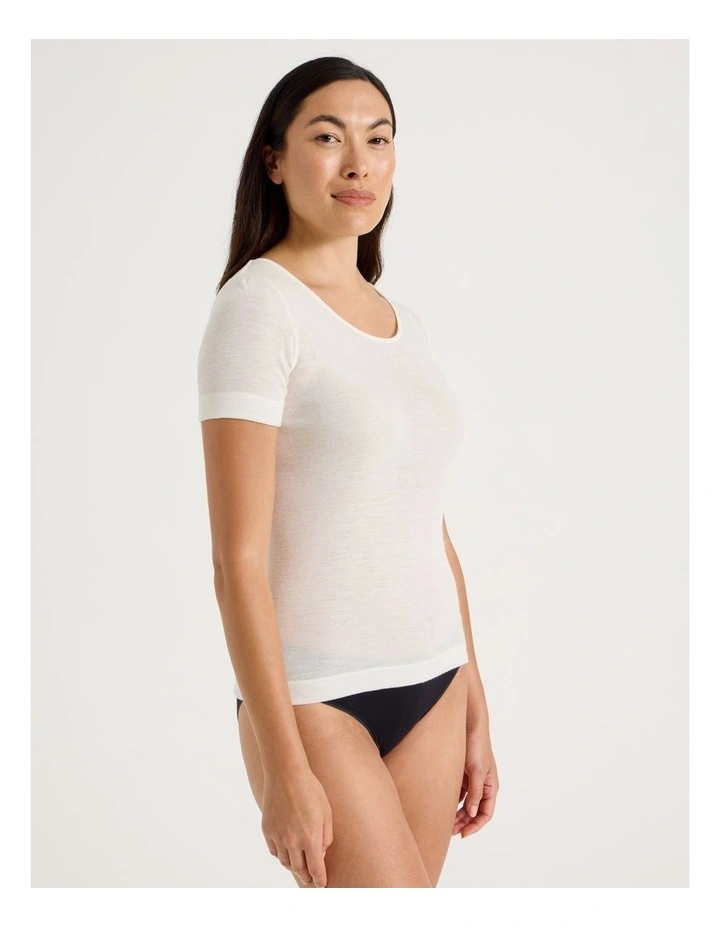 Body Layer Wool Bamboo Thermal Short Sleeve Top in Black image 4