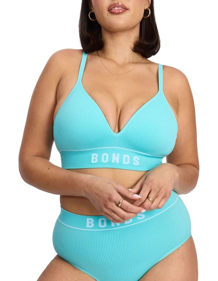 Retro Rib Wirefree Lift Bra in Blue Lagoon image 4
