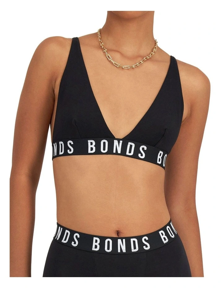 Icons Super Logo Deep V bralette Crop in Black image 1