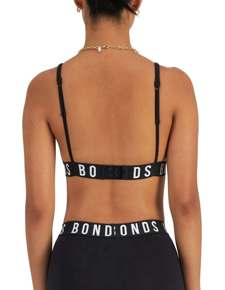Icons Super Logo Deep V bralette Crop in Black image 3