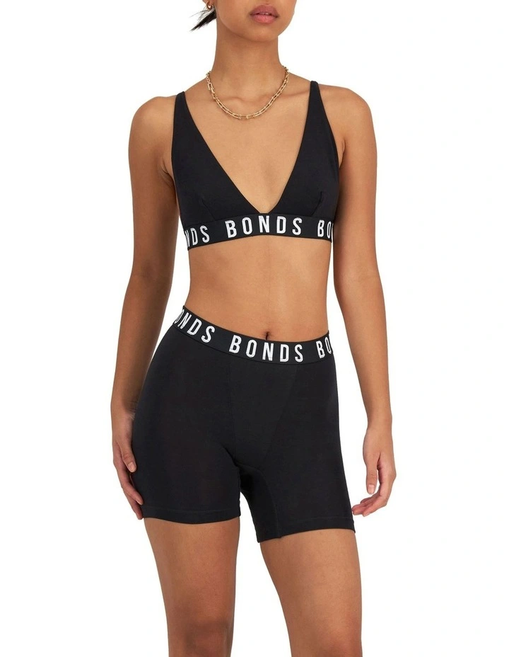 Icons Super Logo Deep V bralette Crop in Black image 4