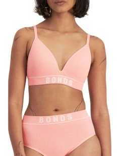 Retro Rib Seamless Wirefree Bra in Pink