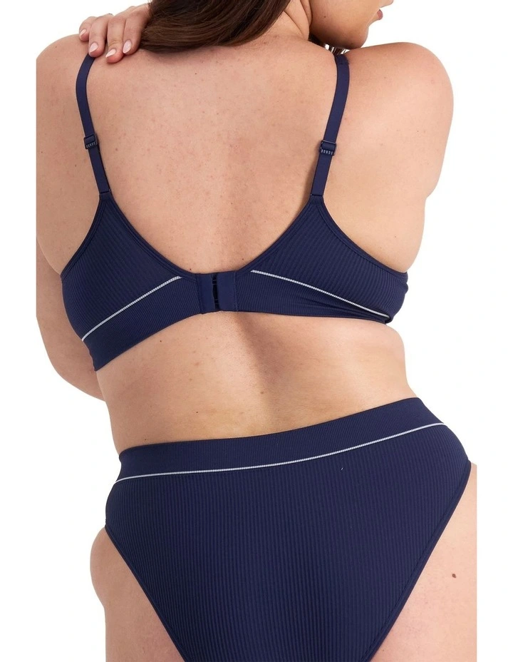 Retro Rib Seamless Wirefree Bra in Blue Enigma image 2