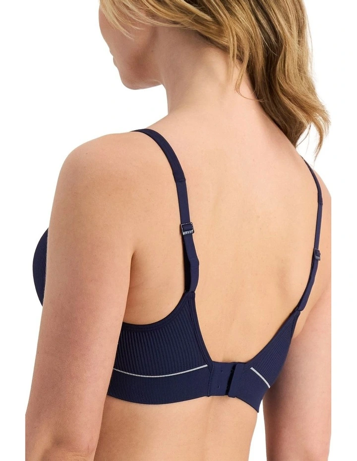 Retro Rib Seamless Wirefree Bra in Blue Enigma image 6