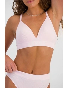 Retro Rib Seamless Wirefree Bra in Pink Peony